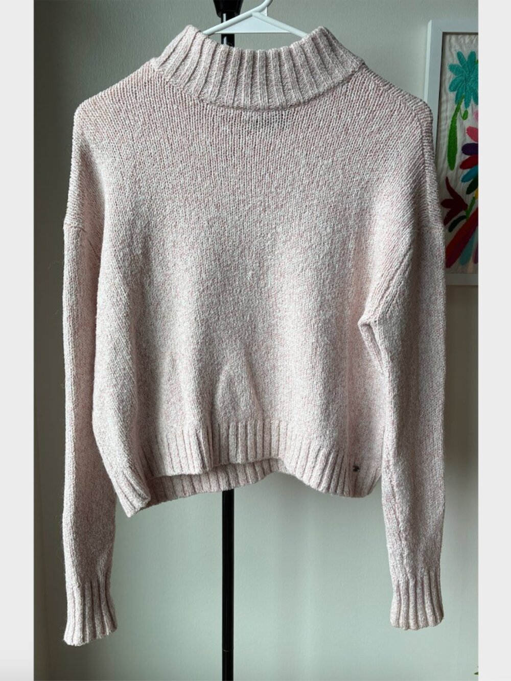 American Eagle Light Pink Cotton-Wool Blend Turtleneck Knit Sweater - Size S